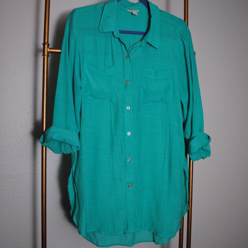 Cato Flowy Turquoise Button Up